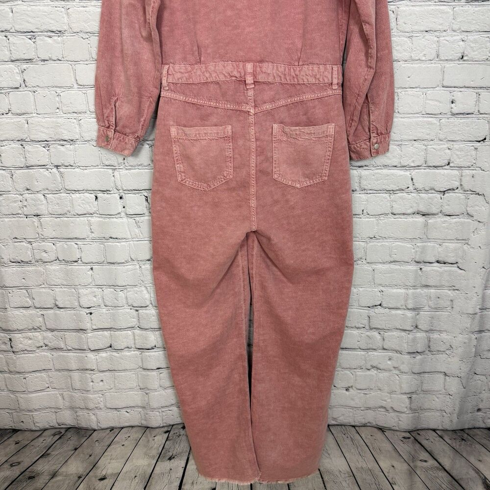 ba&sh Dova Denim Jumpsuit Washed Rose Pink Front Zipper Patch Pocket Women US 8 - Picture 13 of 16